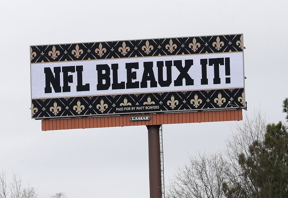 Saints fans aren't happy with the NFL after a controversial no-call in Sunday's NFC championship game. One fan took out several billboards around Atlanta with his message for the league.