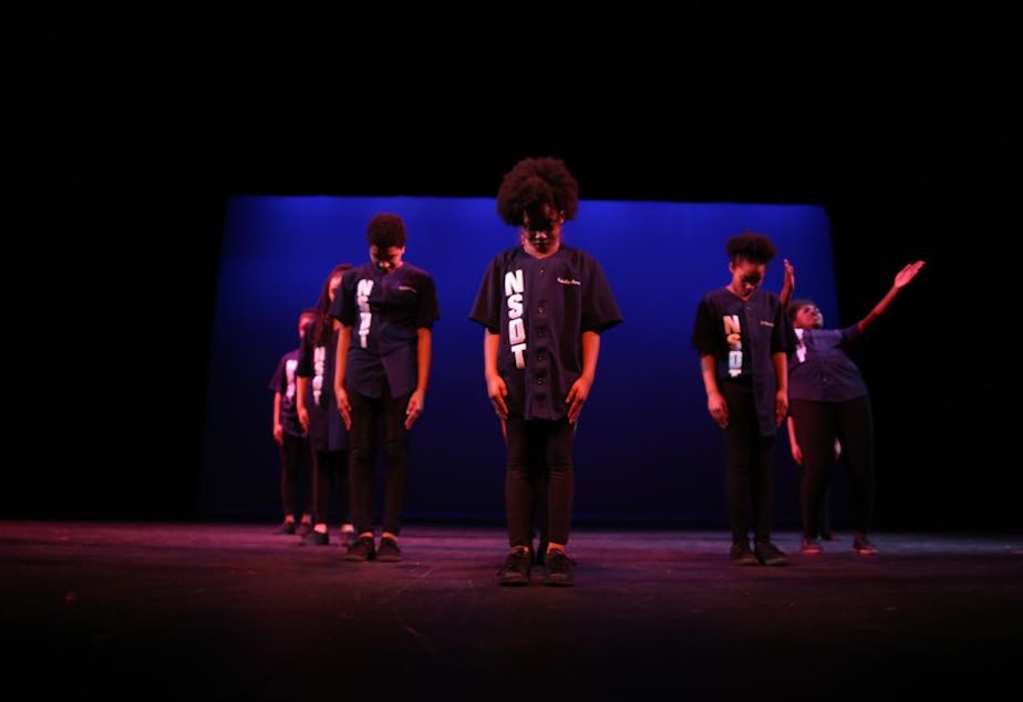 caption: Northside Step Team performs at Seattle Theatre Group’s Global Dance Party at the Moore Theater.